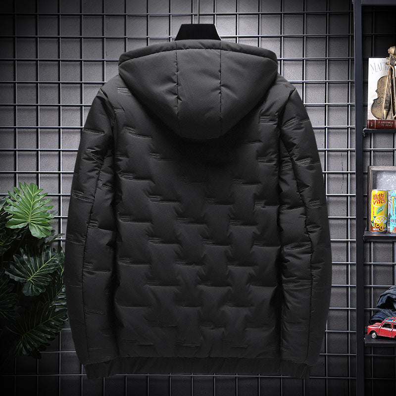 Men's Jacket Short Warm Hooded Cotton Jacket