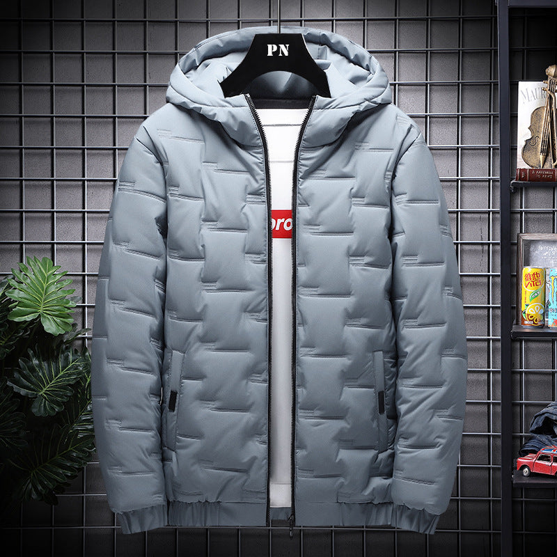 Men's Jacket Short Warm Hooded Cotton Jacket