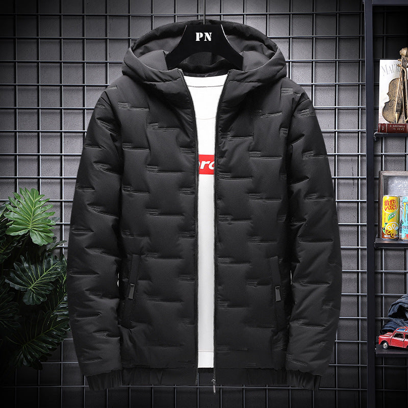 Men's Jacket Short Warm Hooded Cotton Jacket