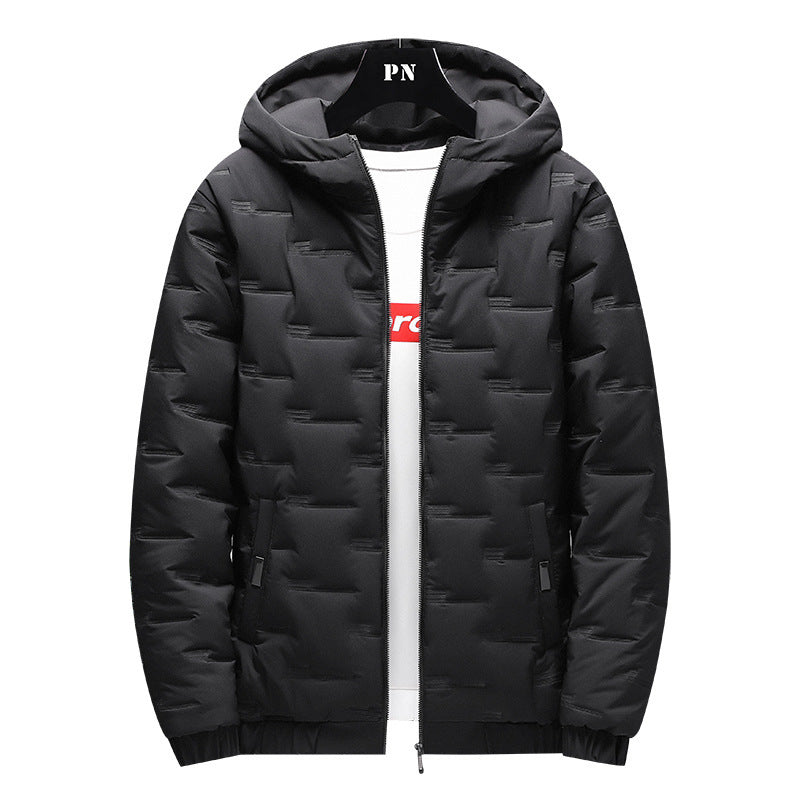 Men's Jacket Short Warm Hooded Cotton Jacket
