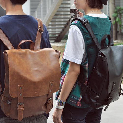 PU Leather Travel Backpack Leather Men Backpack