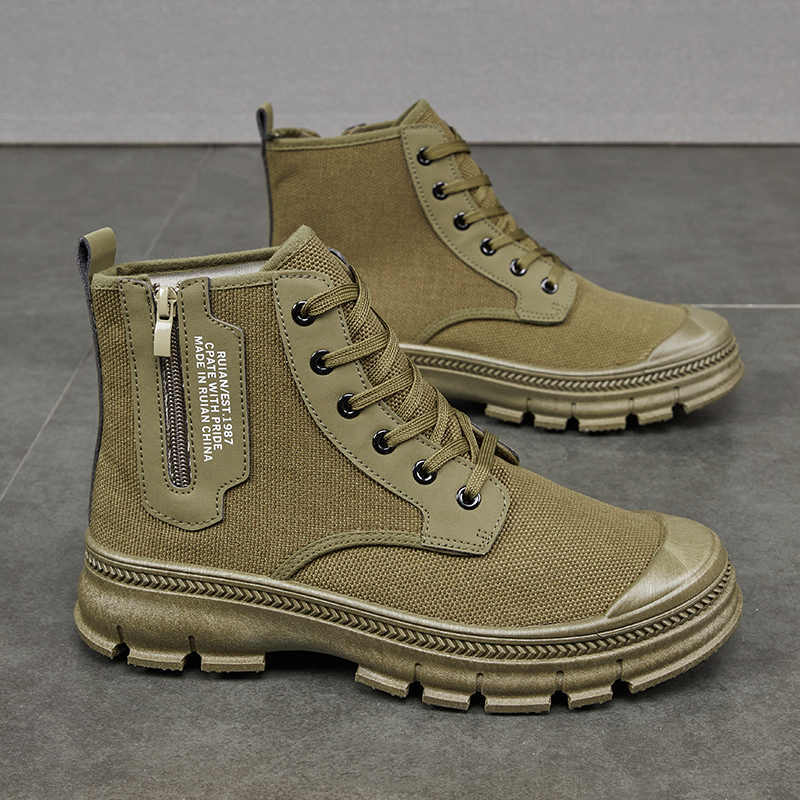 Hiking Boots Men's Side Zipper Shoes