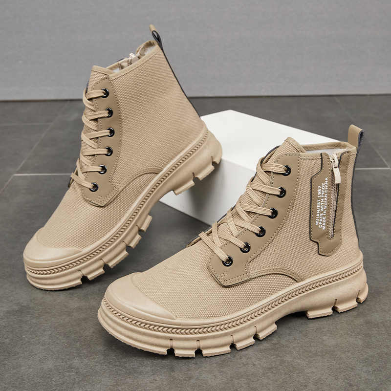 Hiking Boots Men's Side Zipper Shoes