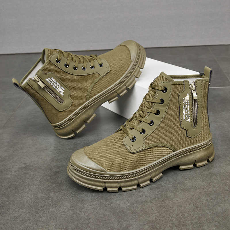 Hiking Boots Men's Side Zipper Shoes